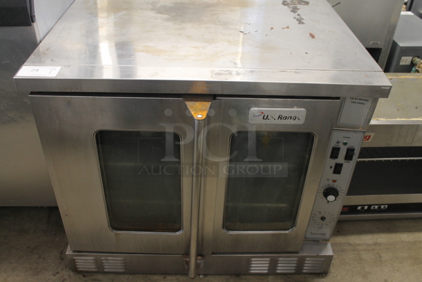 US Range Stainless Steel Commercial Natural Gas Powered Full Size Convection Oven w/ View Through Doors, Metal Oven Racks and Thermostatic Controls.  - Image 1 of 4