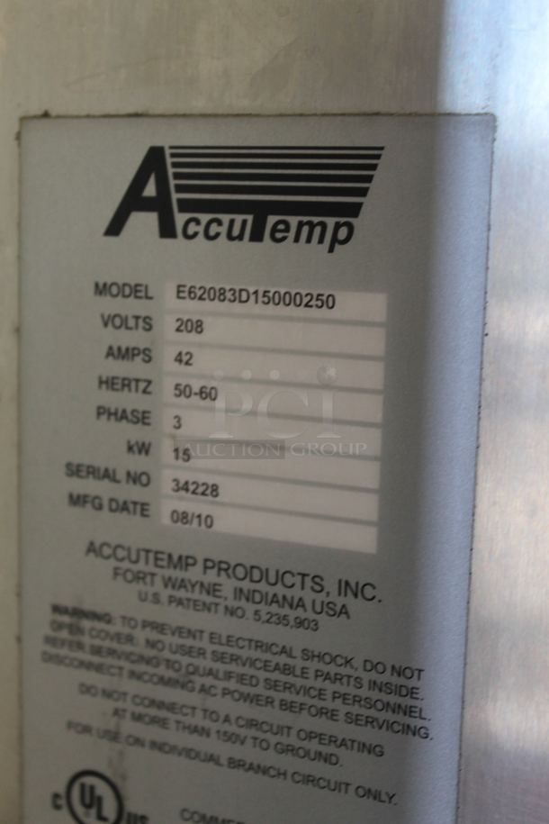 2 2010 AccuTemp E62083D15000250 Stainless Steel Commercial Electric Powered Single Deck Steam Cabinet on Stand w/ Commercial Casters. 208 Volts, 3 Phase. 2 Times Your Bid! - Image 5 of 5