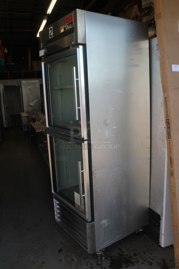 True T-23G-2 Stainless Steel Commercial 2 Half Size Door Reach In Cooler Merchandiser on Commercial Casters. 115 Volts, 1 Phase. Tested and Working! - Image 2 of 5