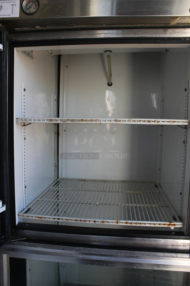 True T-23G-2 Stainless Steel Commercial 2 Half Size Door Reach In Cooler Merchandiser on Commercial Casters. 115 Volts, 1 Phase. Tested and Working! - Image 3 of 5