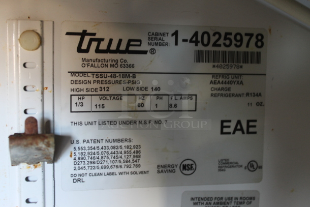 True TSSU-48-18M-B Stainless Steel Commercial Sandwich Salad Prep Table Bain Marie Mega Top on Commercial Casters. 115 Volts, 1 Phase. Tested and Powers On But Does Not Get Cold - Image 5 of 5