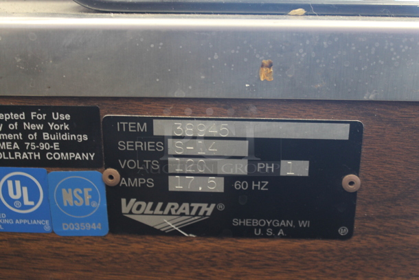 Vollrath 38945 Stainless Steel Commercial Portable Steam Table Buffet Station w/ Poly Sneeze Guard on Commercial Casters. 120 Volts, 1 Phase. Cannot Test Due To Plug Style - Image 5 of 5