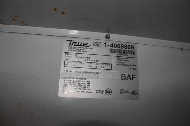 True T-23 Stainless Steel Commercial Single Door Reach In Cooler w/ Poly Coated Racks on Commercial Casters. 115 Volts, 1 Phase. Tested and Powers On But Does Not Get Cold - Image 4 of 4