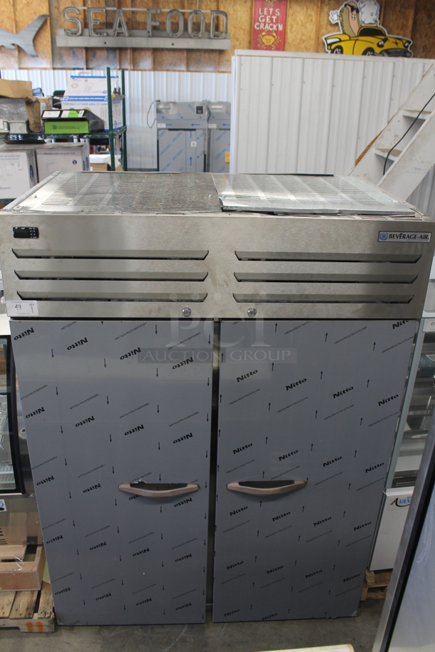BRAND NEW SCRATCH AND DENT! Beverage Air TMF2HC-1S Stainless Steel Commercial 2 Door Reach In Freezer w/ Poly Coated Racks. 115 Volts, 1 Phase. Tested and Working! - Image 2 of 5