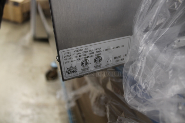 BRAND NEW SCRATCH AND DENT! 2023 Carnival King 382CDF17A Stainless Steel Commercial Countertop 37 lb. Corn Dog Fryer. 120 Volts, 1 Phase.  - Image 6 of 6