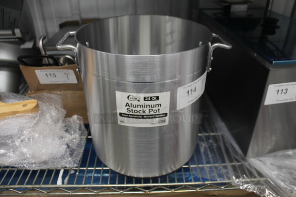 BRAND NEW SCRATCH AND DENT! Choice 471SP24QT Aluminum 24 Quart Stock Pot.  - Image 2 of 5