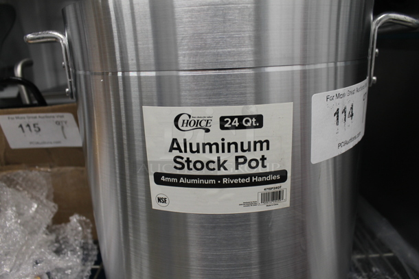 BRAND NEW SCRATCH AND DENT! Choice 471SP24QT Aluminum 24 Quart Stock Pot.  - Image 3 of 5