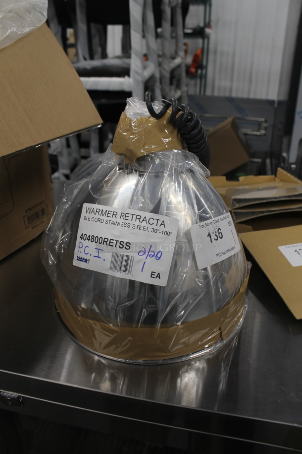 BRAND NEW SCRATCH AND DENT! Hanson Heat Lamps 800-RET-SS Retractable Cord Ceiling Mount Heat Lamp with Stainless Steel Finish - Image 2 of 7