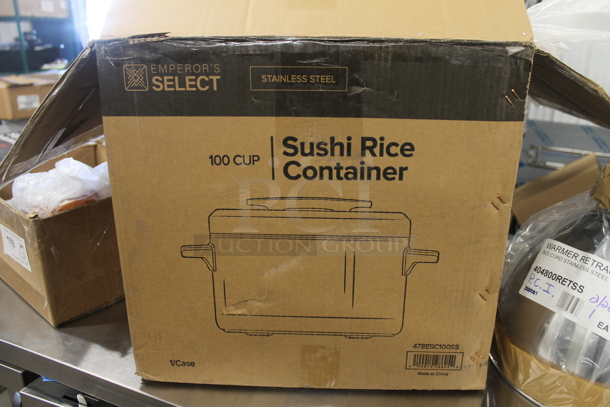 BRAND NEW SCRATCH AND DENT! Emperor's Select 478ESC100SS 100 Cup Insulated Sushi Rice Container with Stainless Steel Finish - Image 2 of 8