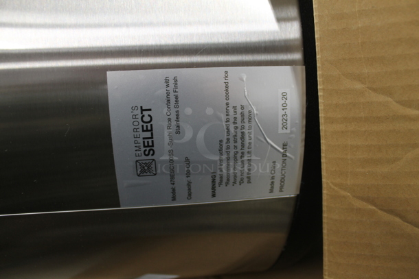 BRAND NEW SCRATCH AND DENT! Emperor's Select 478ESC100SS 100 Cup Insulated Sushi Rice Container with Stainless Steel Finish - Image 7 of 8