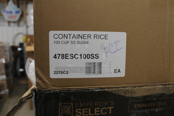BRAND NEW SCRATCH AND DENT! Emperor's Select 478ESC100SS 100 Cup Insulated Sushi Rice Container with Stainless Steel Finish - Image 8 of 8