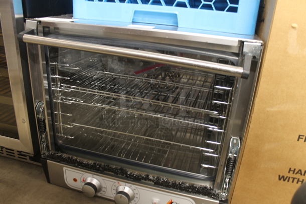 BRAND NEW SCRATCH AND DENT! Cooking Performance Group CPG 351COHT4M Stainless Steel Electric Powered Thermostatic Countertop 4 Tray Half Size Convection Oven with Steam Injection. See Pictures for Broken Door Pane. 208-240 Volts, 1 Phase. - Image 3 of 6