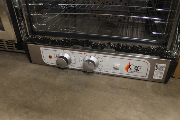 BRAND NEW SCRATCH AND DENT! Cooking Performance Group CPG 351COHT4M Stainless Steel Electric Powered Thermostatic Countertop 4 Tray Half Size Convection Oven with Steam Injection. See Pictures for Broken Door Pane. 208-240 Volts, 1 Phase. - Image 4 of 6