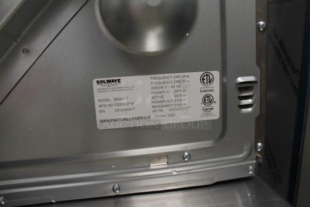 BRAND NEW SCRATCH AND DENT! 2023 Solwave SWA21T Stainless Steel Commercial Countertop Microwave Oven. 208/240 Volts, 1 Phase.  - Image 6 of 6