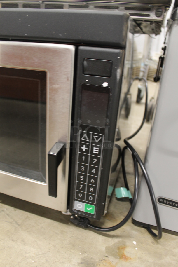 BRAND NEW SCRATCH AND DENT! 2023 Amana RC17S2 Stainless Steel Commercial Countertop Heavy Duty Stainless Steel Commercial Microwave Oven with Push Button Controls. 208/240 Volts, 1 Phase.  - Image 3 of 5
