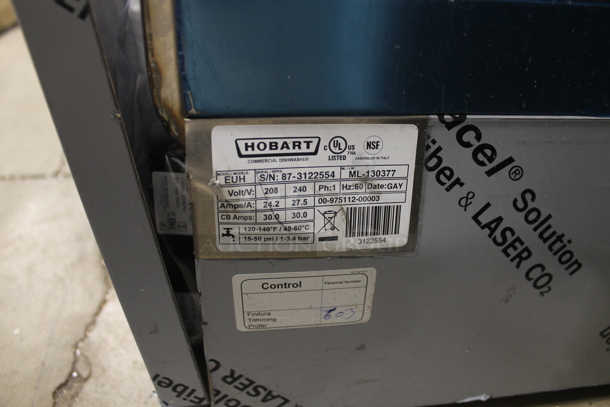 BRAND NEW SCRATCH AND DENT! 2022 Hobart EUH Ecoline Stainless Steel Commercial Undercounter Dishwasher. 208/240 Volts, 1 Phase.  - Image 8 of 8