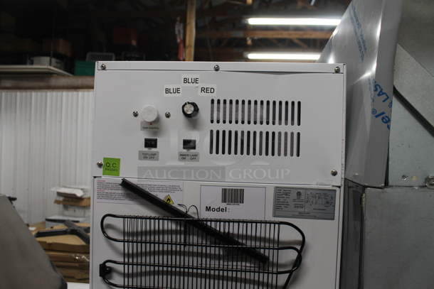 BRAND NEW SCRATCH AND DENT! Galaxy 177GDN5RBW 16 1/2" White Swing Glass Door Merchandiser Refrigerator with Red, White, and Blue LED Lighting. 110-120 Volts, 1 Phase. Tested and Working! - Image 6 of 7