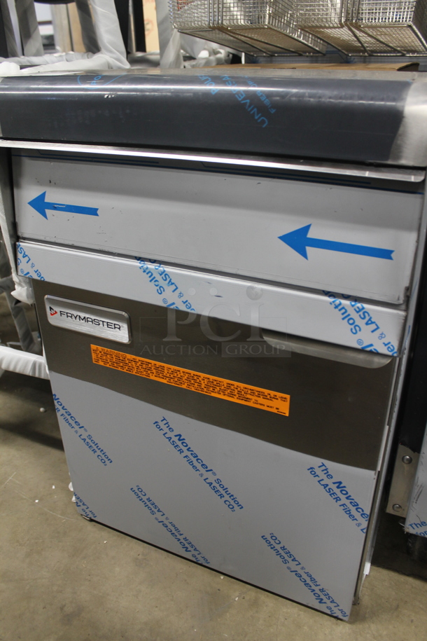 BRAND NEW SCRATCH AND DENT! 2023 Frymaster MJ1CFSE Stainless Steel Commercial Floor Style 60-80 lb. Capacity Propane Gas Powered Deep Fat Fryer w/ 2 Metal Fry Baskets. 150,000 BTU.  - Image 5 of 8