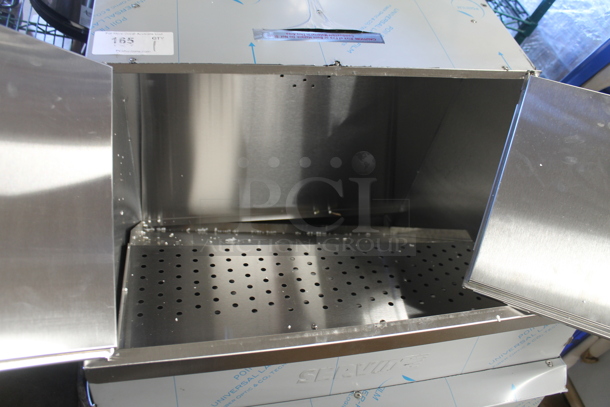 BRAND NEW SCRATCH AND DENT! 2023 ServIt 423TCW26 Stainless Steel Commercial 26 Gallon First-In First-Out Chip Warmer / Merchandiser. Missing 2 Legs. 120 Volts, 1 Phase. Tested and Working! - Image 5 of 8