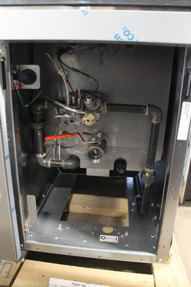 LIKE NEW! 2023 Frymaster MJ150 Stainless Steel Commercial Floor Style Propane Gas Powered Deep Fat Fryer W/ 2 Metal Fry Baskets. 122,000 BTU.  - Image 5 of 7