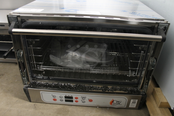 BRAND NEW SCRATCH AND DENT! Cooking Performance Group CPG 351COHD3A Stainless Steel Commercial Countertop Electric Powered Half Size Convection Oven. See Pictures For Damage Including Missing Glass Door Pane. 110 Volt, 1 Phase. Tested and Working! - Image 3 of 8