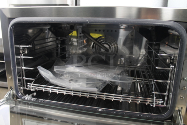 BRAND NEW SCRATCH AND DENT! Cooking Performance Group CPG 351COHD3A Stainless Steel Commercial Countertop Electric Powered Half Size Convection Oven. See Pictures For Damage Including Missing Glass Door Pane. 110 Volt, 1 Phase. Tested and Working! - Image 5 of 8