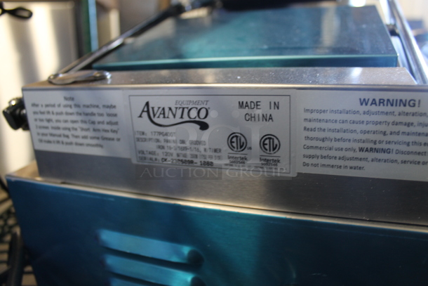 BRAND NEW SCRATCH AND DENT! Avantco PG400T 177PG4001 Commercial Dual Panini Sandwich Grill with Timer, Grooved Plates, and 19 5/8" x 9 1/8" Cooking Surface. 120 Volts, 1 Phase. Tested and Working! - Image 6 of 6
