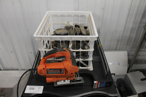 ALL ONE MONEY! Lot of Black and Decker JS660 Jigsaw, UHaul Drawbar and Sander. 120 Volts, 1 Phase. 