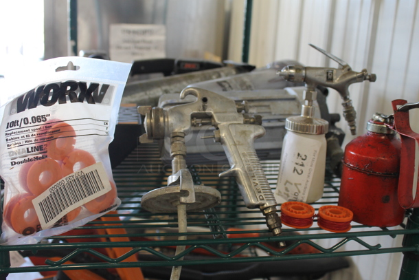 ALL ONE MONEY! Lot of Various Items Including Spray Guns on Canisters and Worx Weed Eater Replacement Cords - Image 1 of 7