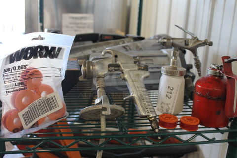 ALL ONE MONEY! Lot of Various Items Including Spray Guns on Canisters and Worx Weed Eater Replacement Cords