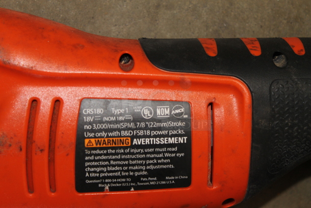 Black & Decker CRS180 Reciprocating Saw - Image 5 of 5