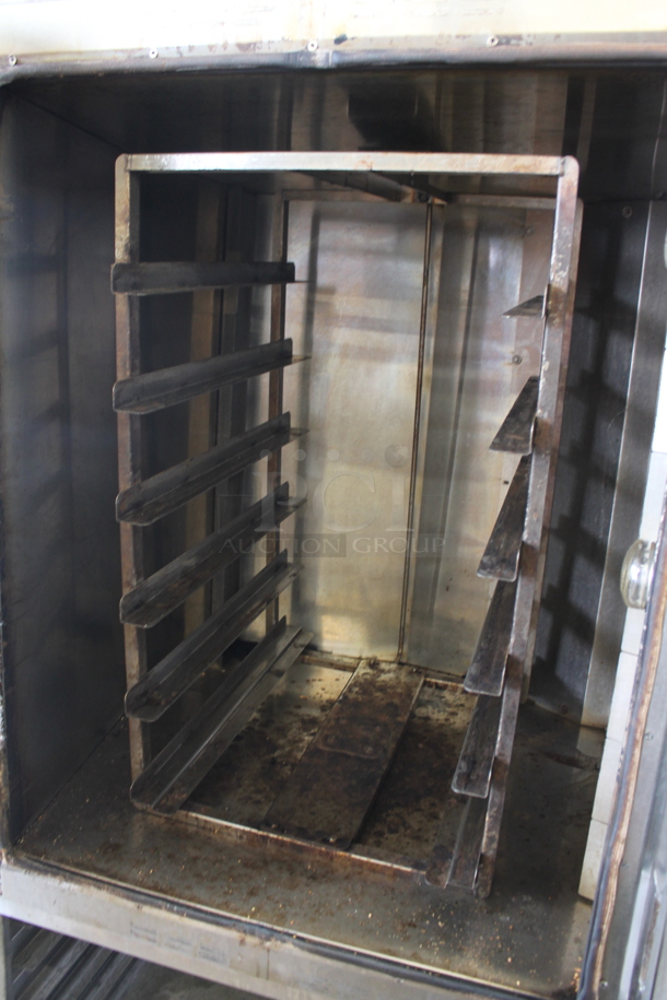 Baxter OV300G Stainless Steel Commercial Natural Gas Powered Mini Rotating Rack Oven w/ Dual Pan Rack on Commercial Casters. 95,000 BTU. - Image 4 of 8