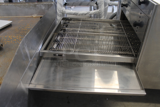 BRAND NEW SCRATCH AND DENT! Cooking Performance Group CPG 351ICOED Stainless Steel Commercial Countertop Electric Powered Impinger Conveyor Pizza Oven with 50" Belt. 240 Volts, 1/3 Phase. Tested and Working! - Image 6 of 7