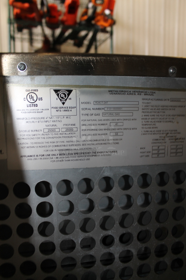 2023 Venancio R24CT-24T Stainless Steel Commercial Countertop Natural Gas Powered Flat Top Griddle. 25,000 BTU. - Image 3 of 3