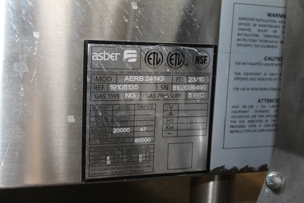 Asber AERB24NG Stainless Steel Commercial Countertop Natural Gas Powered Charbroiler. 60,000 BTU. - Image 4 of 4