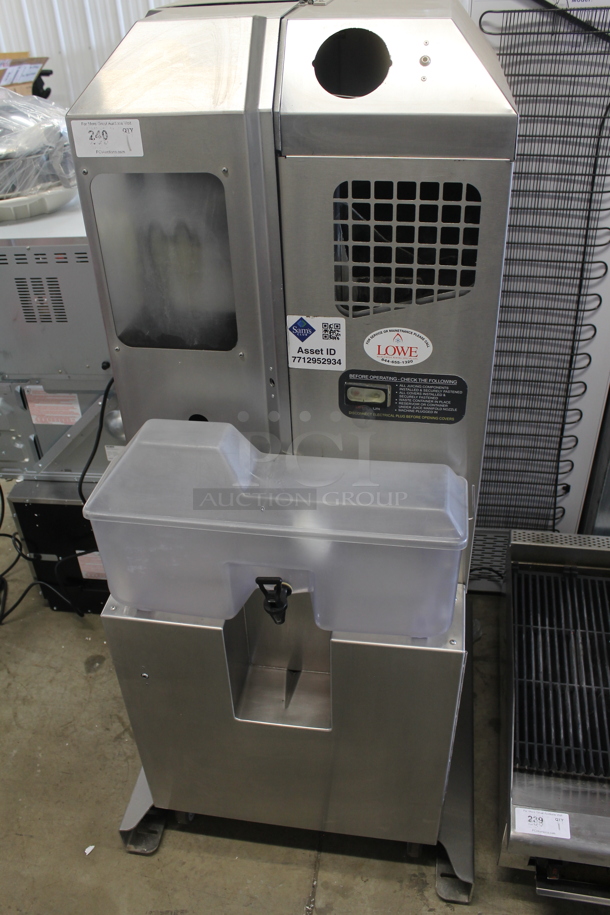 Fresh N Squeeze POS-1 Stainless Steel Commercial Floor Style Automatic Citrus Juicer on Commercial Casters. 120 Volts, 1 Phase. Tested and Working! - Image 1 of 7