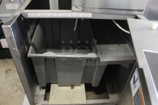 Fresh N Squeeze POS-1 Stainless Steel Commercial Floor Style Automatic Citrus Juicer on Commercial Casters. 120 Volts, 1 Phase. Tested and Working! - Image 6 of 7