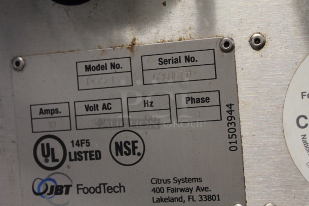 Fresh N Squeeze POS-1 Stainless Steel Commercial Floor Style Automatic Citrus Juicer on Commercial Casters. 120 Volts, 1 Phase. Tested and Working! - Image 7 of 7