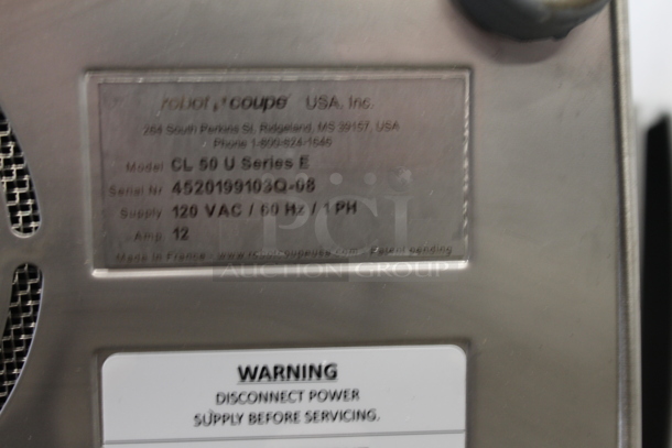 BRAND NEW! Robot Coupe CL 50 U Series E Metal Commercial Countertop Food Processor w/ Blade Cover. 120 Volts, 1 Phase. Tested and Working! - Image 7 of 7