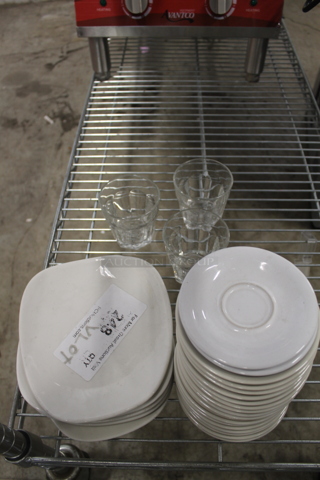 ALL ONE MONEY! Lot of Various Items Including Ceramic Dishes, Ceramic Saucers and 3 Rocks Glasses