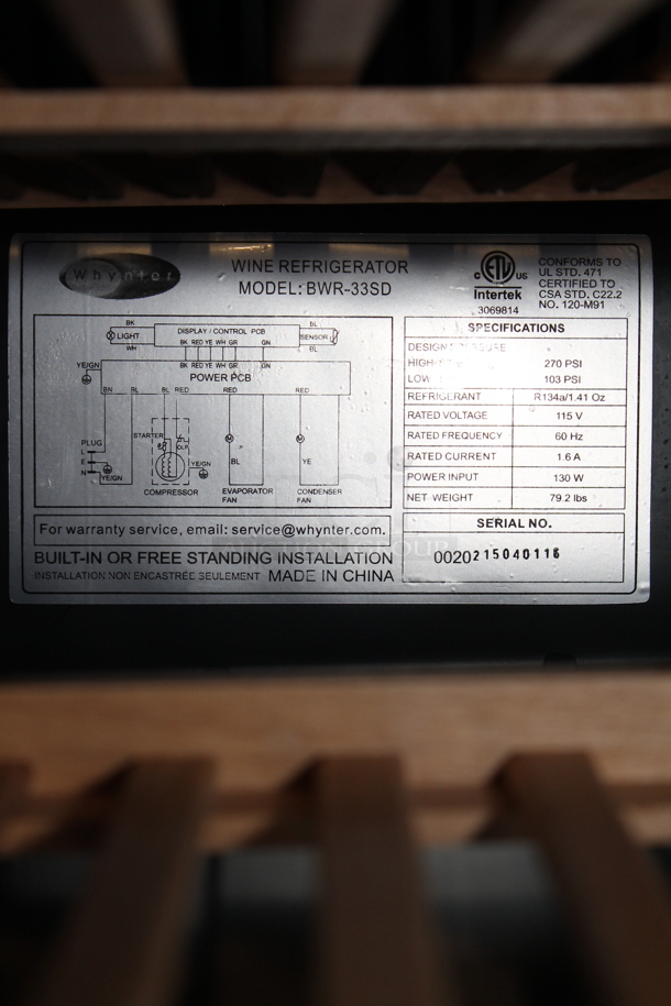 BRAND NEW SCRATCH AND DENT! Whynter BWR-33SD 33 Bottle 15" Built In Stainless Wine Refrigerator Cooler Merchandiser. 115 Volts, 1 Phase. Tested and Working! - Image 5 of 5