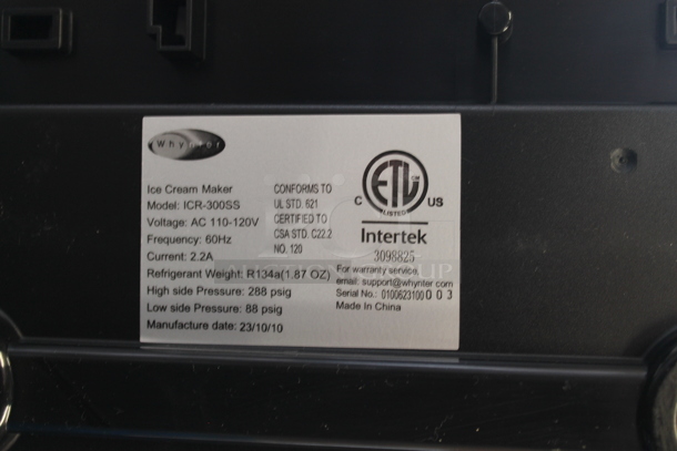BRAND NEW SCRATCH AND DENT! Whynter ICR-300SS Portable Instant Ice Cream Maker Frozen Pan Roller in Stainless Steel. 115 Volts, 1 Phase. Tested and Working! - Image 5 of 5