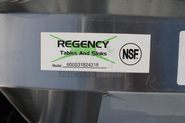 BRAND NEW SCRATCH AND DENT! Regency 600S31824218 94" 16-Gauge Stainless Steel Three Compartment Commercial Sink with 2 Drainboards - 18" x 24" x 14" Bowls. No Legs.  - Image 6 of 6
