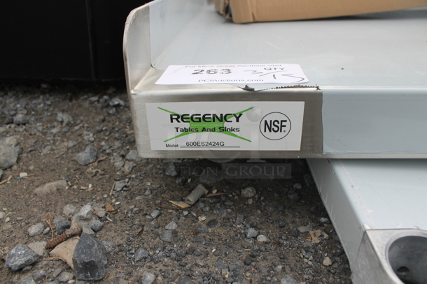 BRAND NEW SCRATCH AND DENT! Regency 600ES2424G 24" x 24" 16-Gauge Stainless Steel Equipment Stand with Galvanized Undershelf - Image 4 of 4