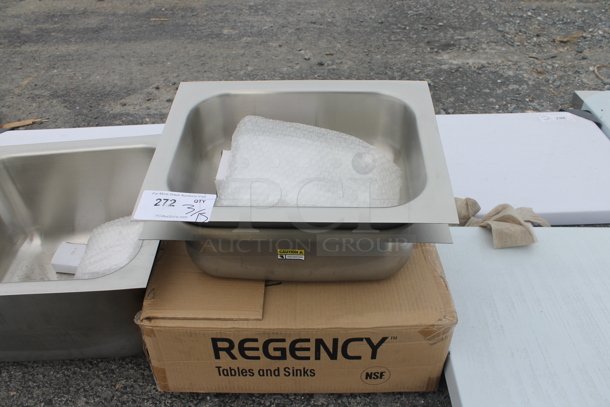 3 BRAND NEW SCRATCH AND DENT! Regency 600UMB1520 10" x 14" x 5" 20 Gauge Stainless Steel One Compartment Undermount Sink Bays. 3 Times Your Bid! - Image 2 of 5