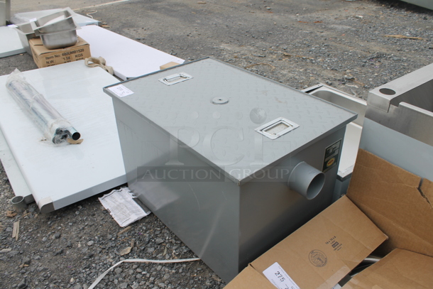 BRAND NEW SCRATCH AND DENT! Regency 600GT25 50 lb. 25 GPM Grease Trap with 3" Non-Threaded Connections - Image 4 of 5