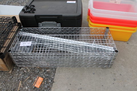 ALL ONE MONEY! Lot of 5 BRAND NEW Chrome Finish Wire Racks w/ 4 Poles