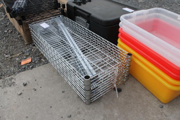 ALL ONE MONEY! Lot of 5 BRAND NEW Chrome Finish Wire Racks w/ 4 Poles - Image 3 of 3