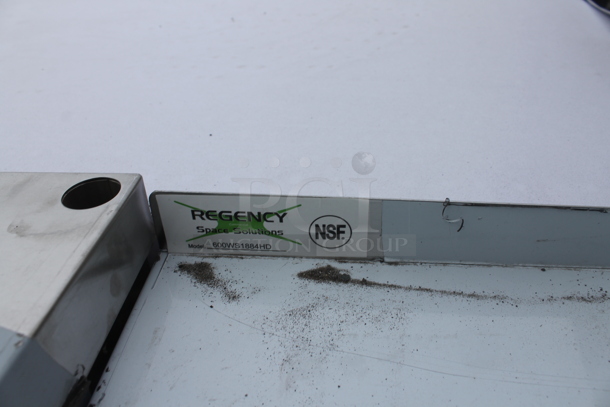 BRAND NEW SCRATCH AND DENT! Regency 600WS1884HD  16 Gauge Stainless Steel 18" x 84" Heavy Duty Wall Shelf - Image 5 of 5