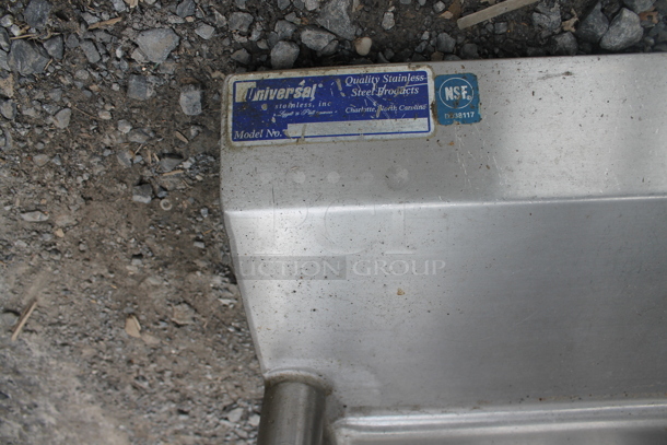 Stainless Steel Commercial 3 Bay Sink w/ Dual Drain Boards and 1 Leg. Bays 16x20. Drain Board 16.5x21.5 - Image 7 of 7